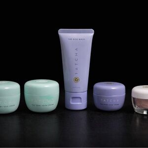 Tatcha 5pc Mini Skincare Set Rice Wash Cleanser Dewy Cream